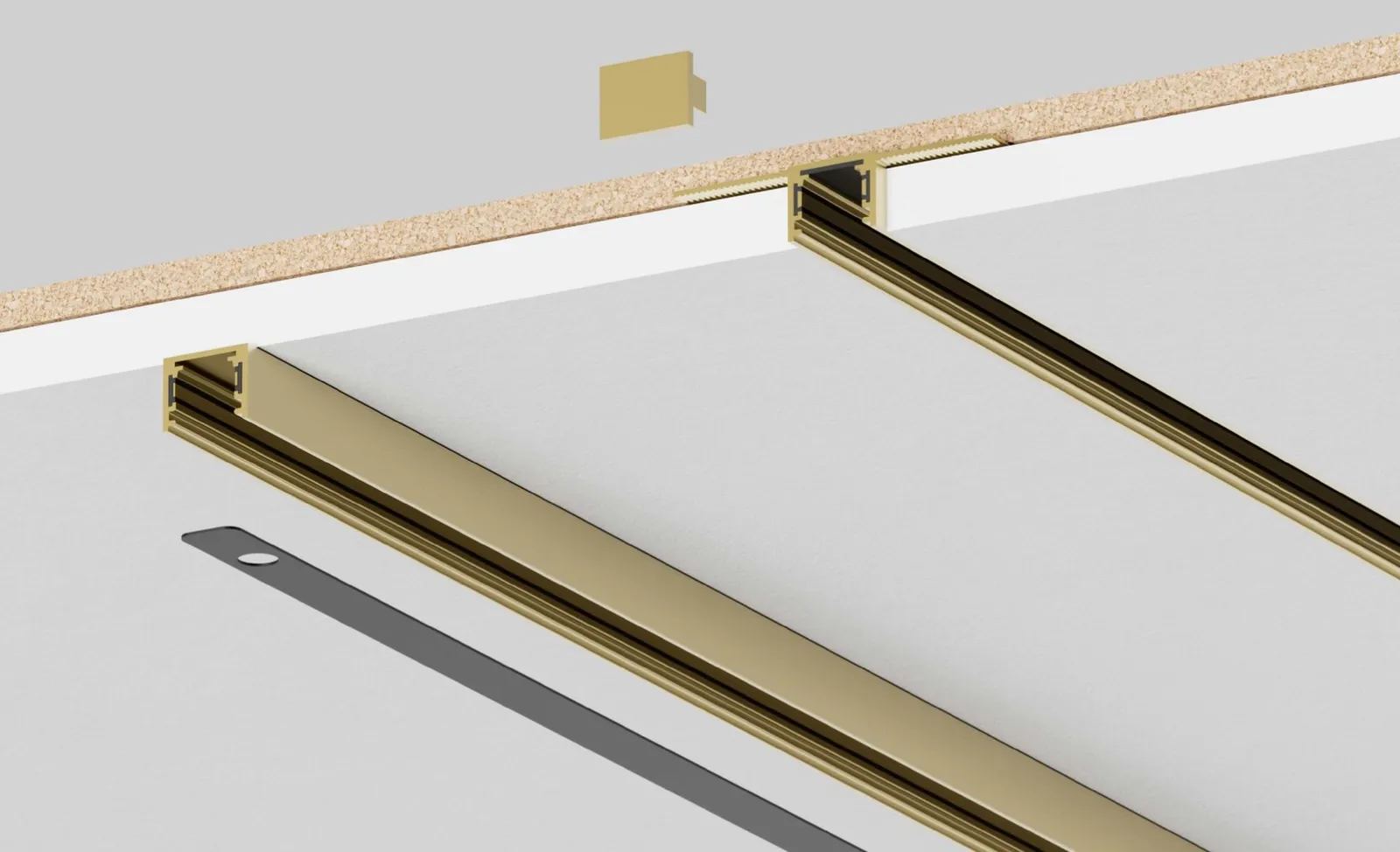 Mini.12 track recessed into a plasterboard ceiling