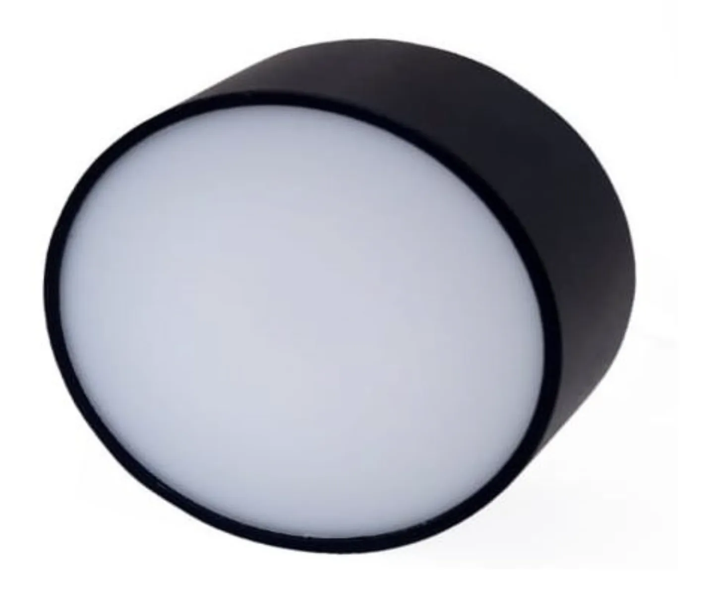 Cluso round surface-mounted downlight with a black body and a white diffuser