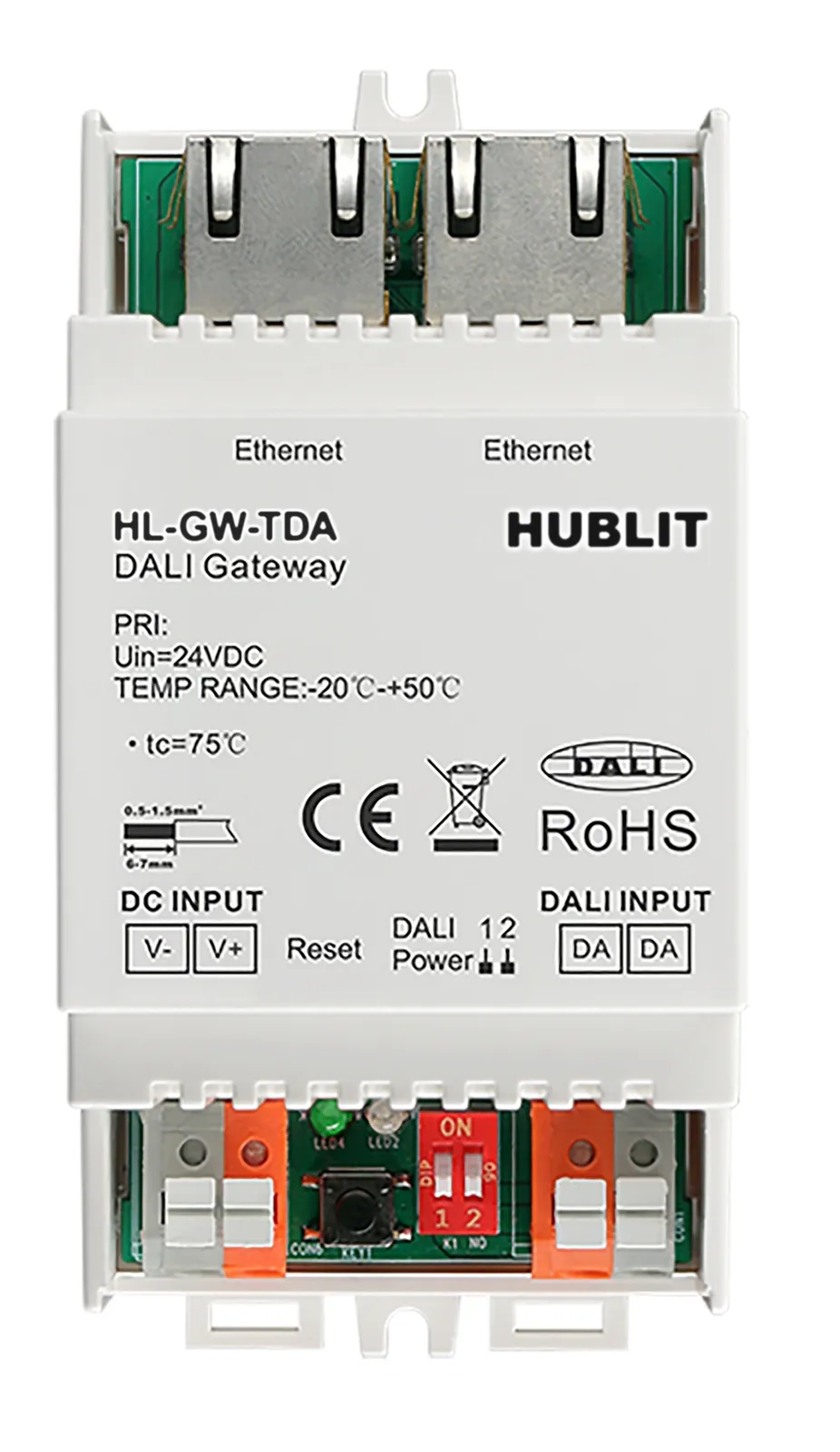 HL-GW-TDA Ethernet DALI-2 master controller, a DIN-rail module