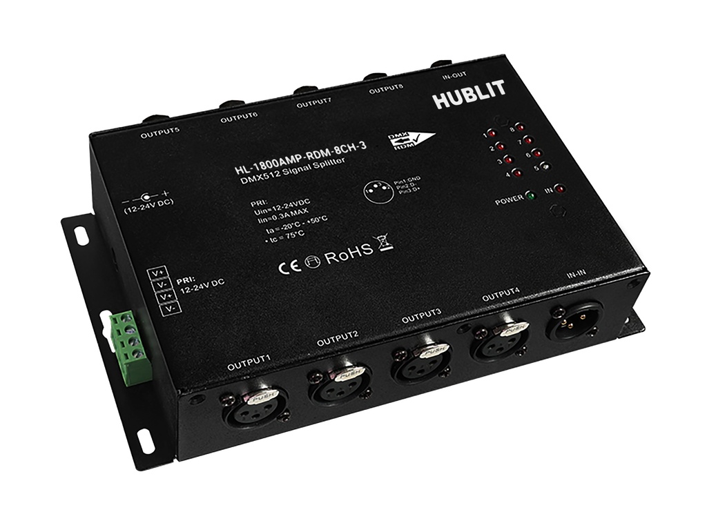 DMX RDM 8CH Splitter - 3Pin
