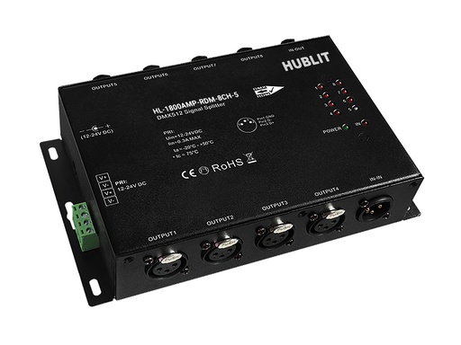 [HL-1800AMP-RDM-8CH-5] DMX RDM 8CH Splitter - 5Pin