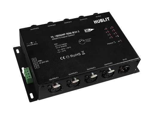 [HL-1800AMP-RDM-8CH-3] DMX RDM 8CH Splitter - 3Pin