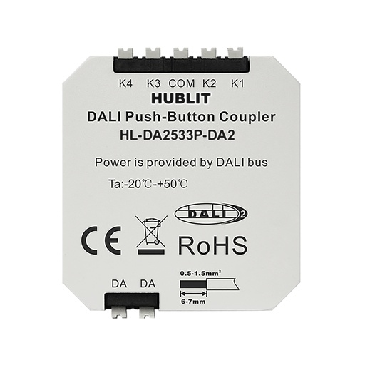 [HL-DA2533PN-DA2] NFC-Programmable, 4-key DALI-2 Push-Button Coupler